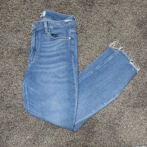 PAIGE Light Blue Ankle Jeans with Raw Hem